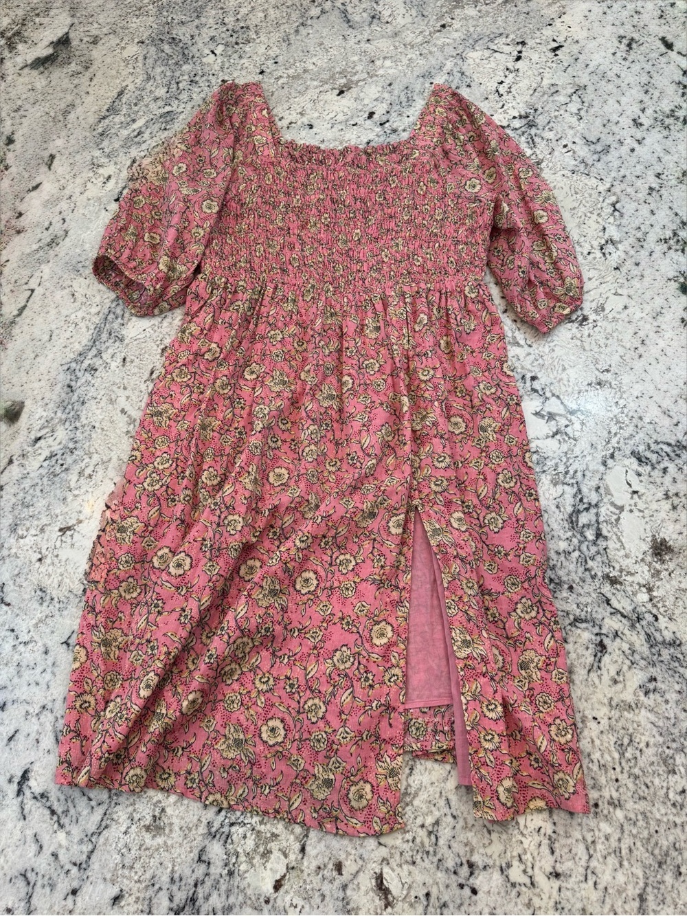 Jessica Simpson Pink Floral Smocked Midi Dress 2X Cottagecore - Picture 9 of 10